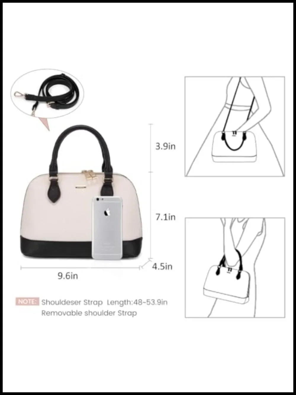 Faux Leather Crossbody Satchel Handbag with Double Zip